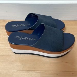 Matisse Navy Blue Striped Wedges